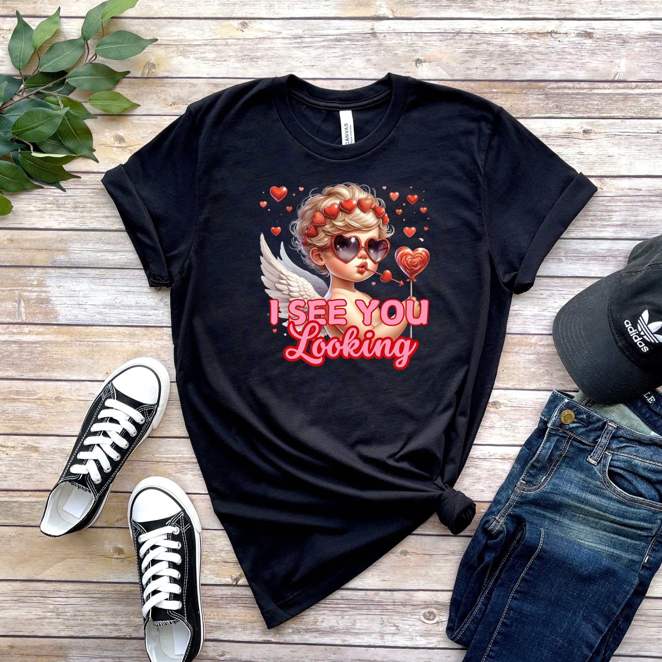 I See You Looking Valentine Cupid Graphic T-Shirt