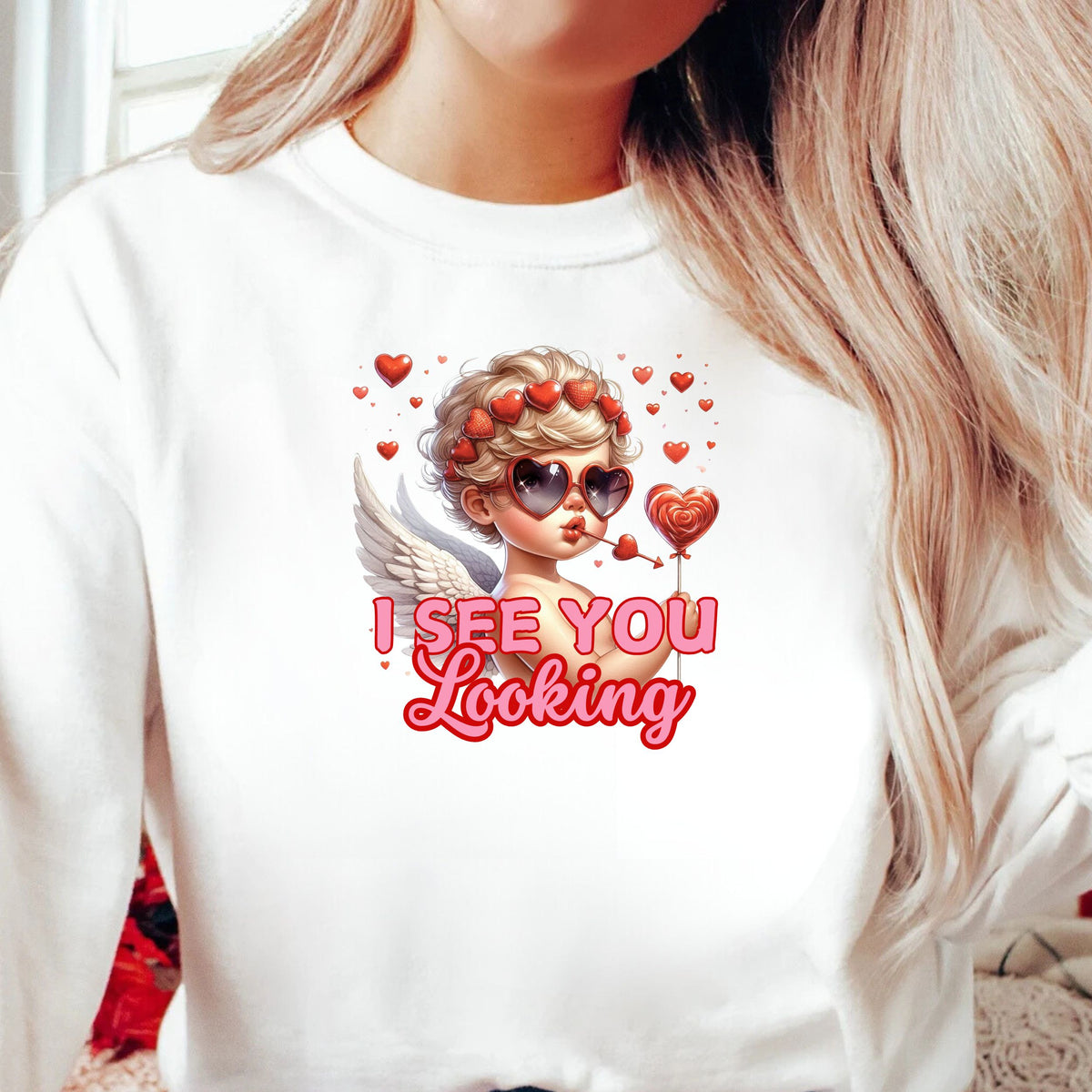 I See You Looking Valentine Cupid Graphic T-Shirt