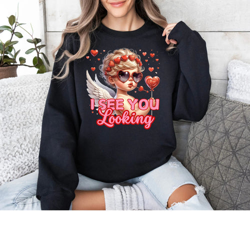 I See You Looking Valentine Cupid Graphic T-Shirt