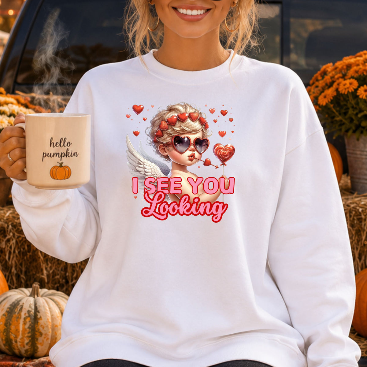 I See You Looking Valentine Cupid Graphic T-Shirt